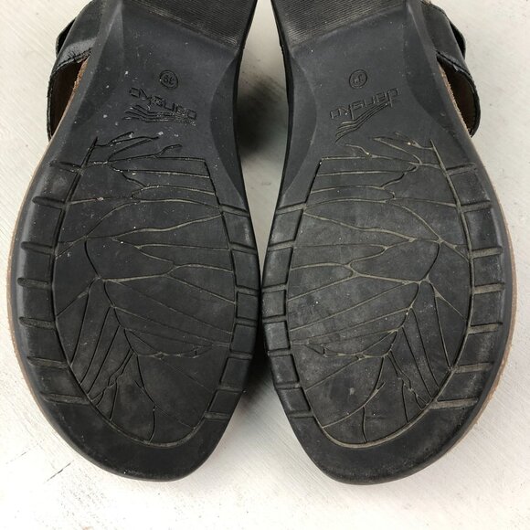 Dansko Women's Size 39 (8.5-9) Reece Black Waxy Leather Slingback Sandals - Picture 12 of 16